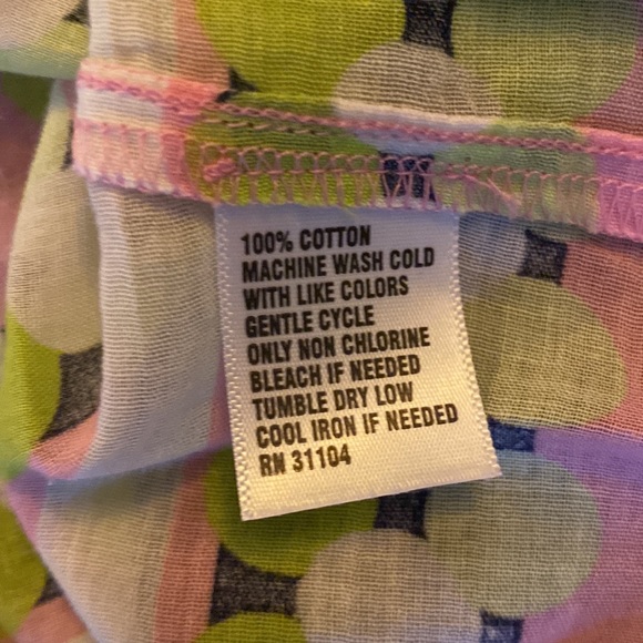 Sleeveless patterned pink/White/Green/Black lightweight peasant, style top - Picture 4 of 4